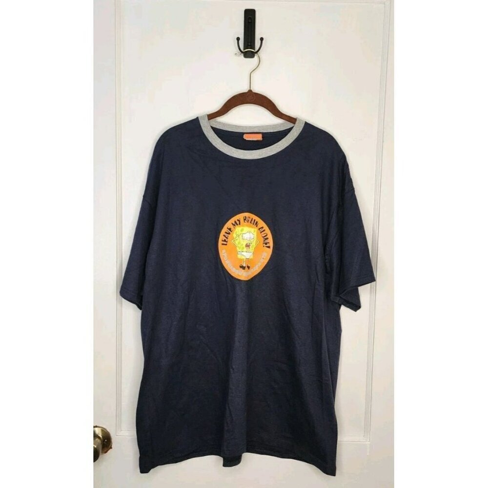 Men's XL SpongeBob SquarePants Leave My Brain Alone Nickelodeon T-Shirt Vtg 2002
